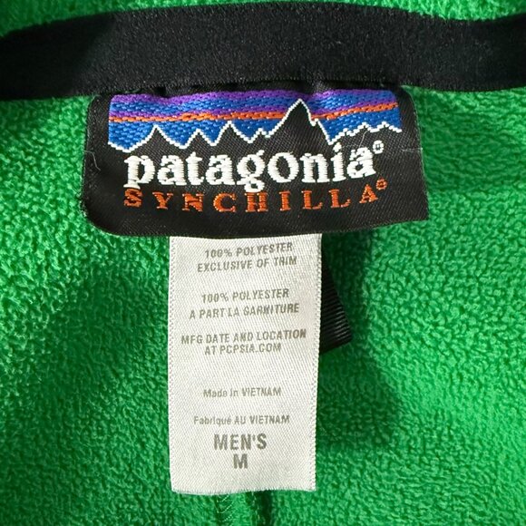 Patagonia Synchilla Jacket Men's Medium Full Zip Fleece Zip Pockets Green Y2K - Picture 12 of 14